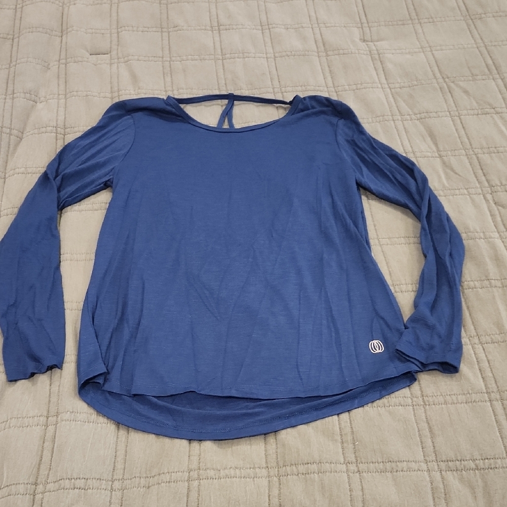 Navy Blue Long Sleeve Women's With Open Back Top Size M!